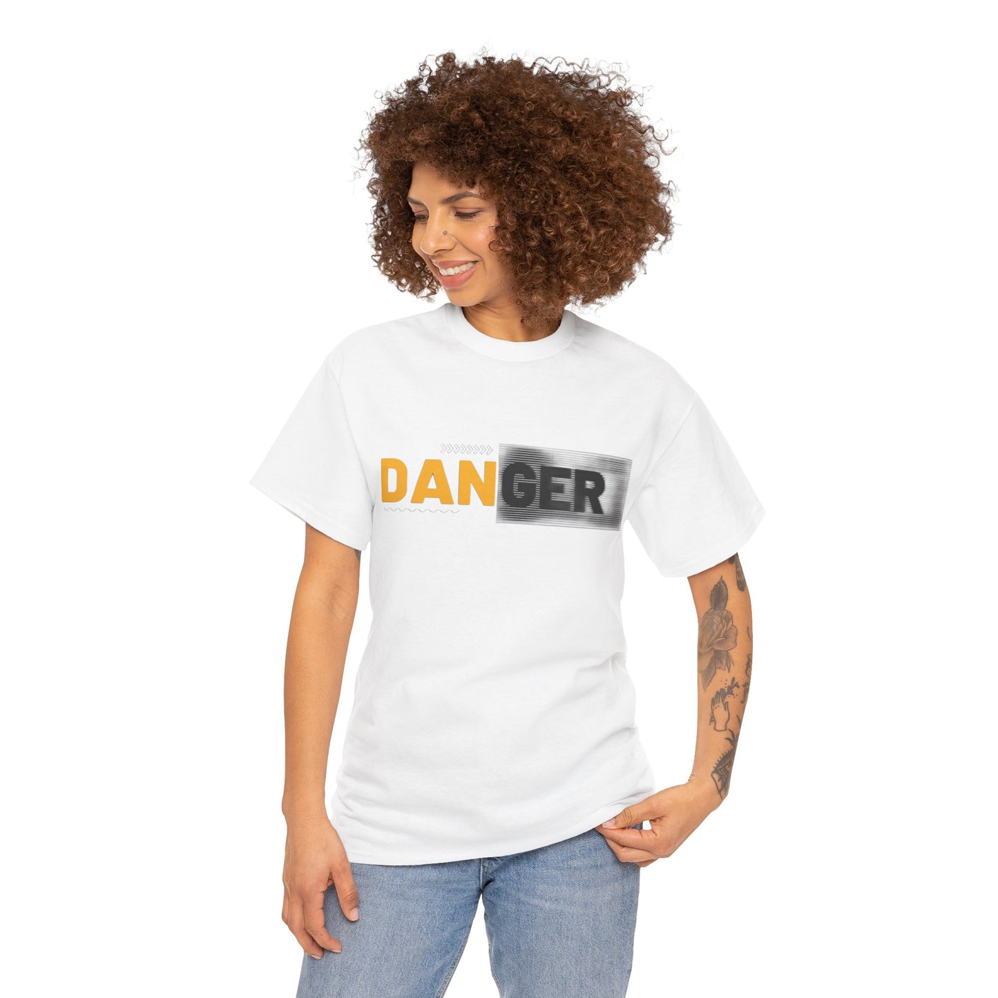 Unisex Heavy Cotton Tee with 'DANGER' Design