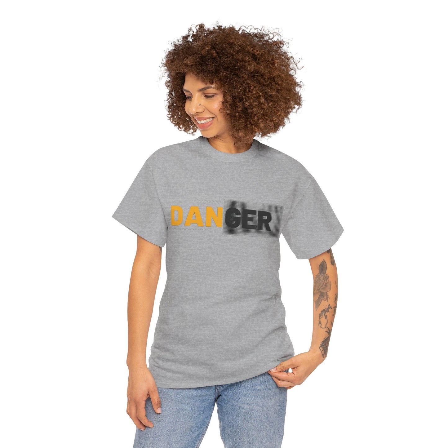 Unisex Heavy Cotton Tee with 'DANGER' Design