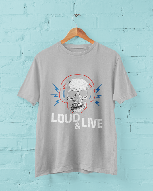 Unisex Heavy Cotton Tee - Loud & Live Skull Graphic Tee