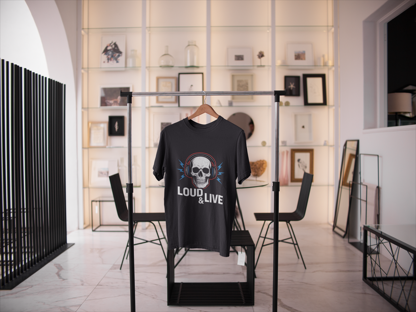 Unisex Heavy Cotton Tee - Loud & Live Skull Graphic Tee