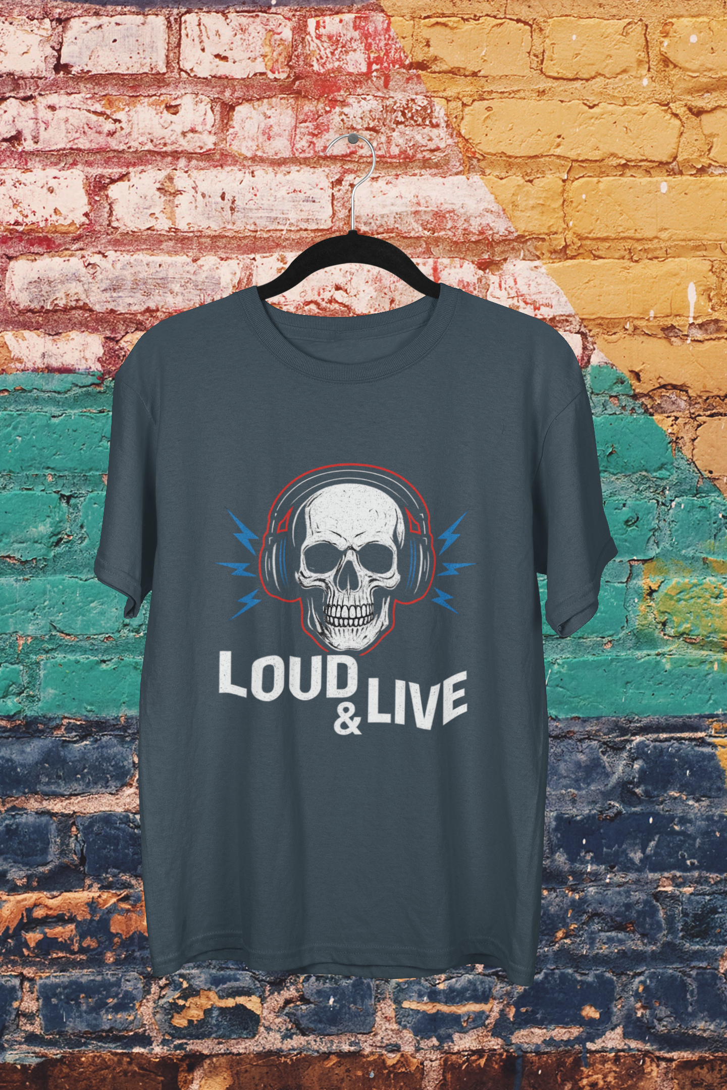 Unisex Heavy Cotton Tee - Loud & Live Skull Graphic Tee