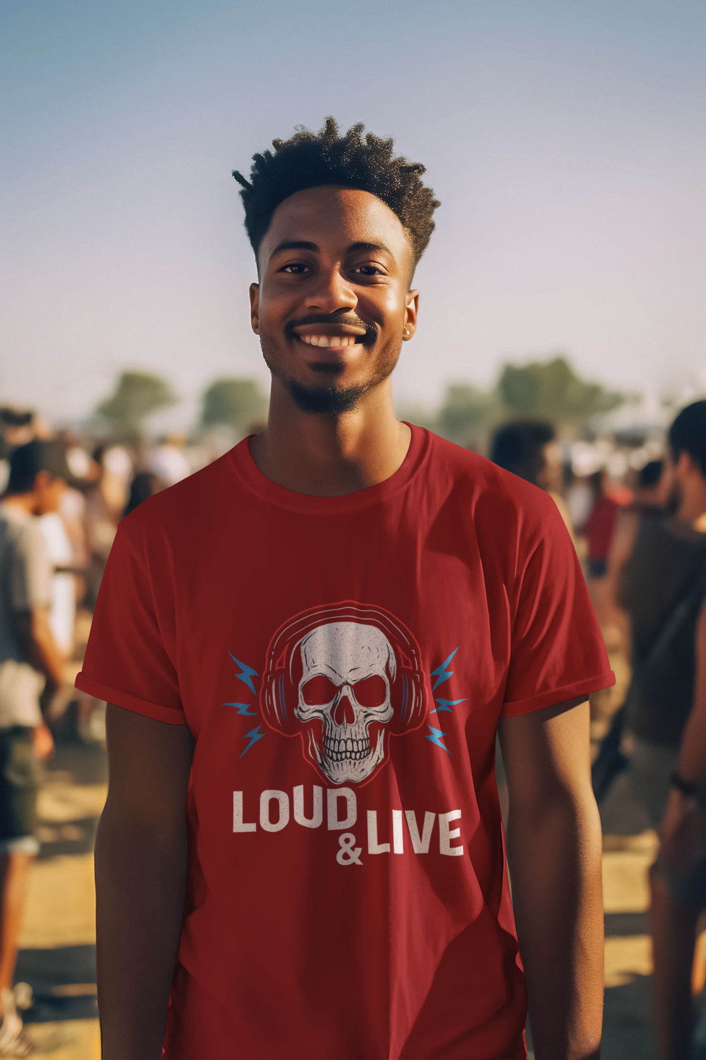 Unisex Heavy Cotton Tee - Loud & Live Skull Graphic Tee