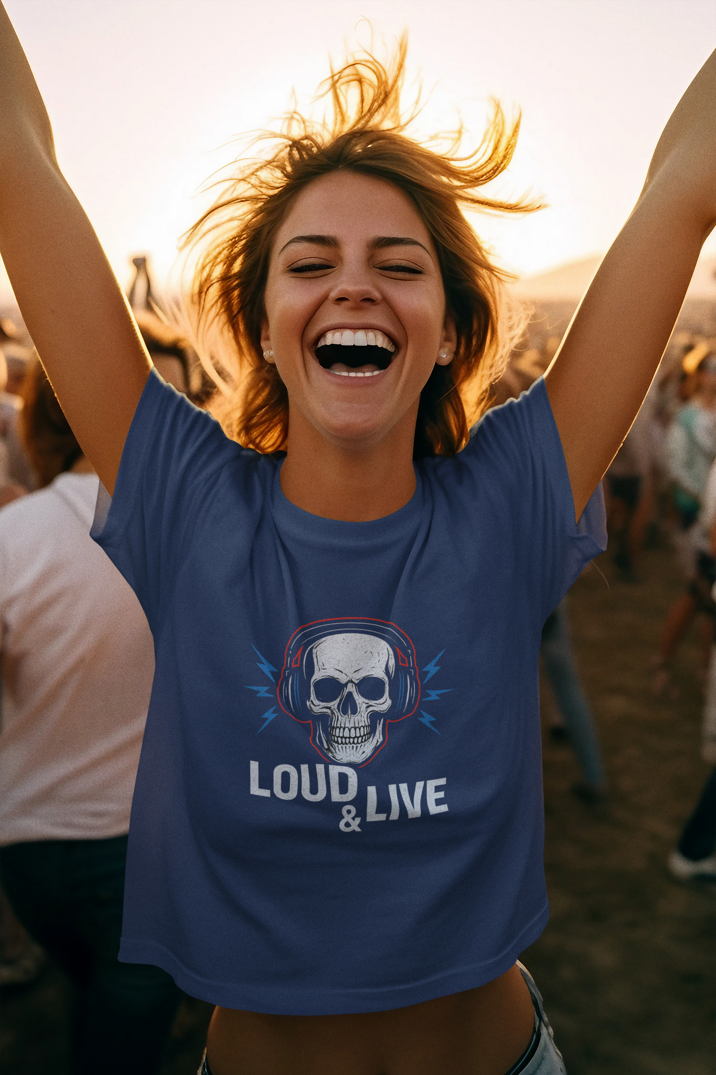 Unisex Heavy Cotton Tee - Loud & Live Skull Graphic Tee