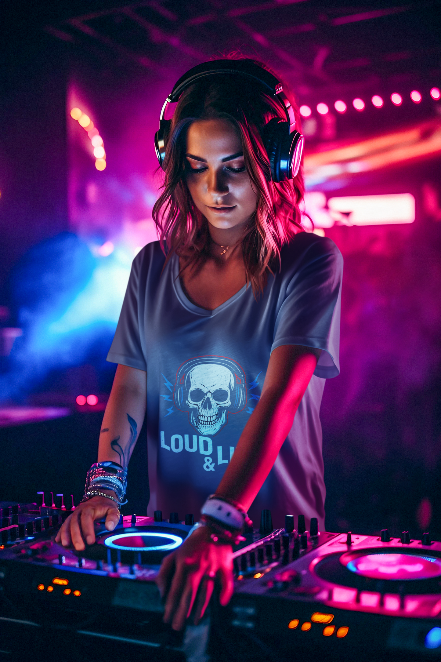 Unisex Heavy Cotton Tee - Loud & Live Skull Graphic Tee