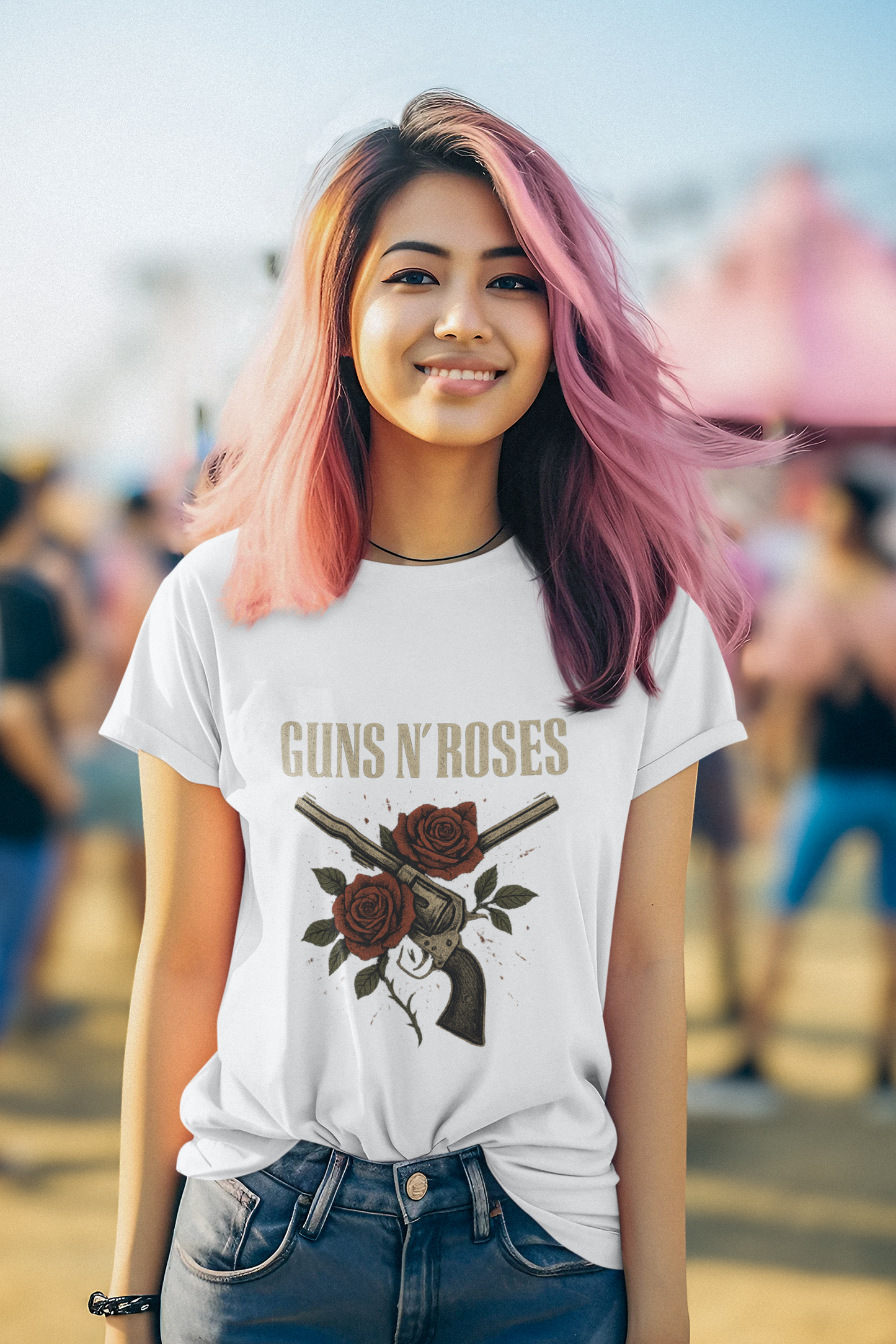 Guns N Roses Floral Tee - Unisex Heavy Cotton