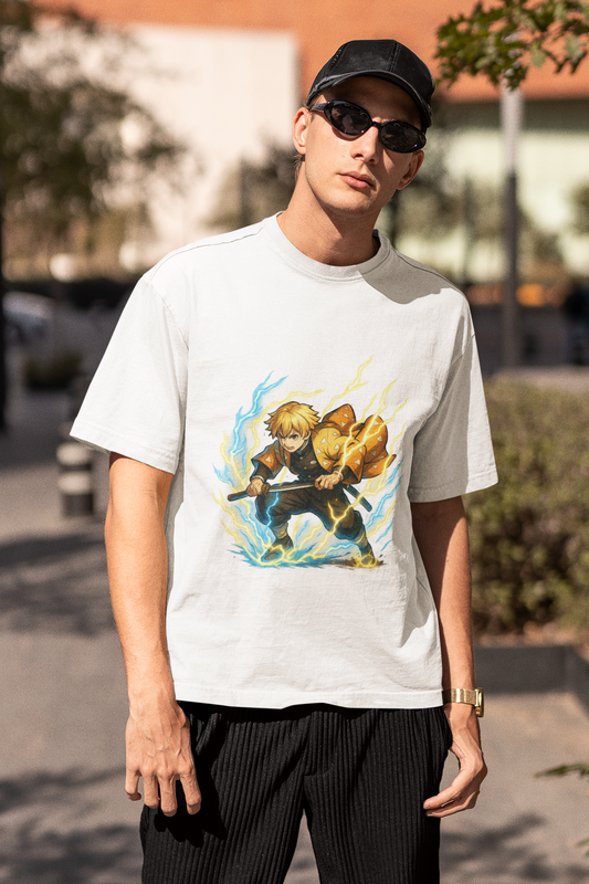 Thunder Samurai Anime Graphic Tee – Epic Lightning Warrior Shirt