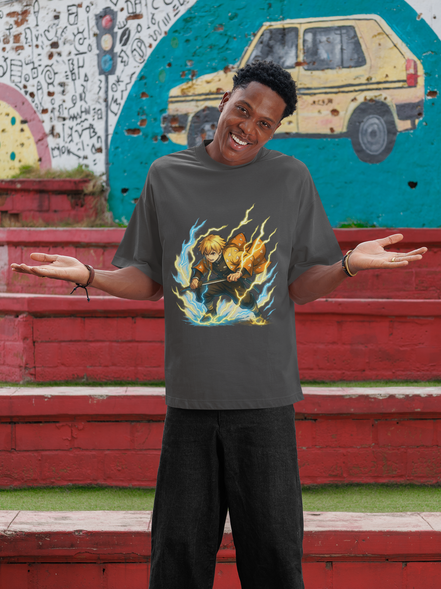 Thunder Samurai Anime Graphic Tee – Epic Lightning Warrior Shirt