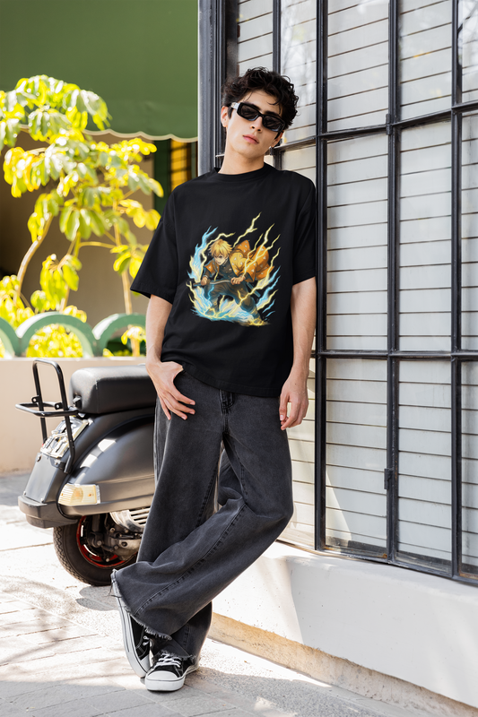 Thunder Samurai Anime Graphic Tee – Epic Lightning Warrior Shirt