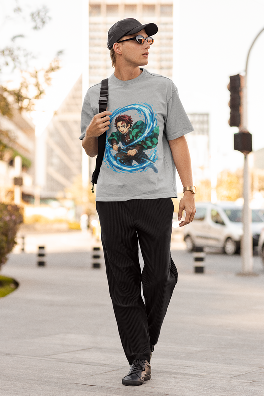 Water Blade Samurai Graphic Tee – Epic Anime Wave Warrior Shirt