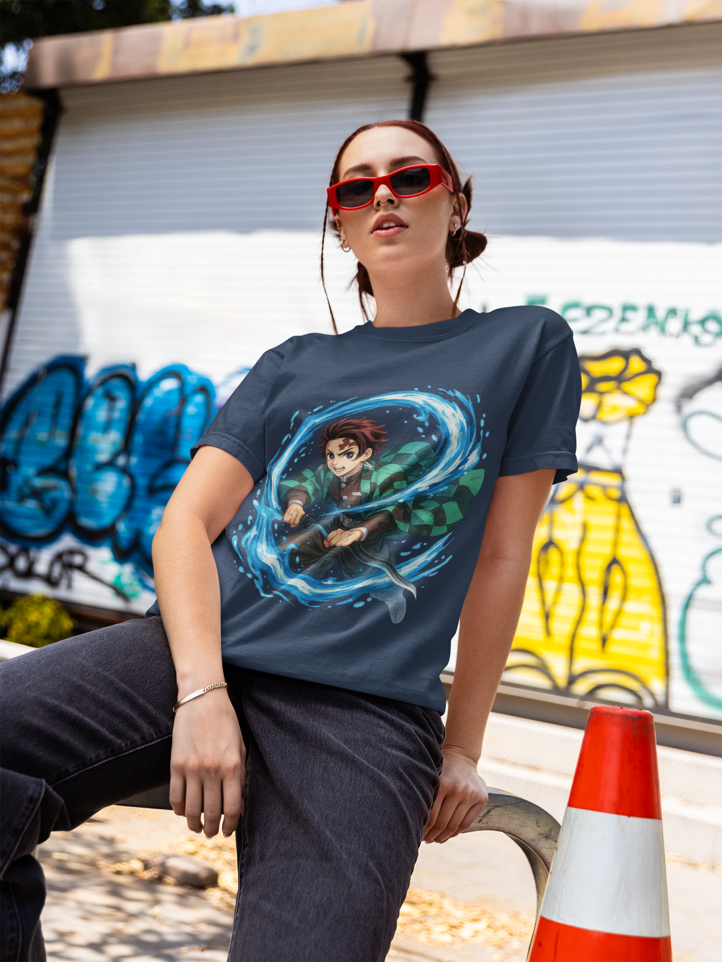 Water Blade Samurai Graphic Tee – Epic Anime Wave Warrior Shirt