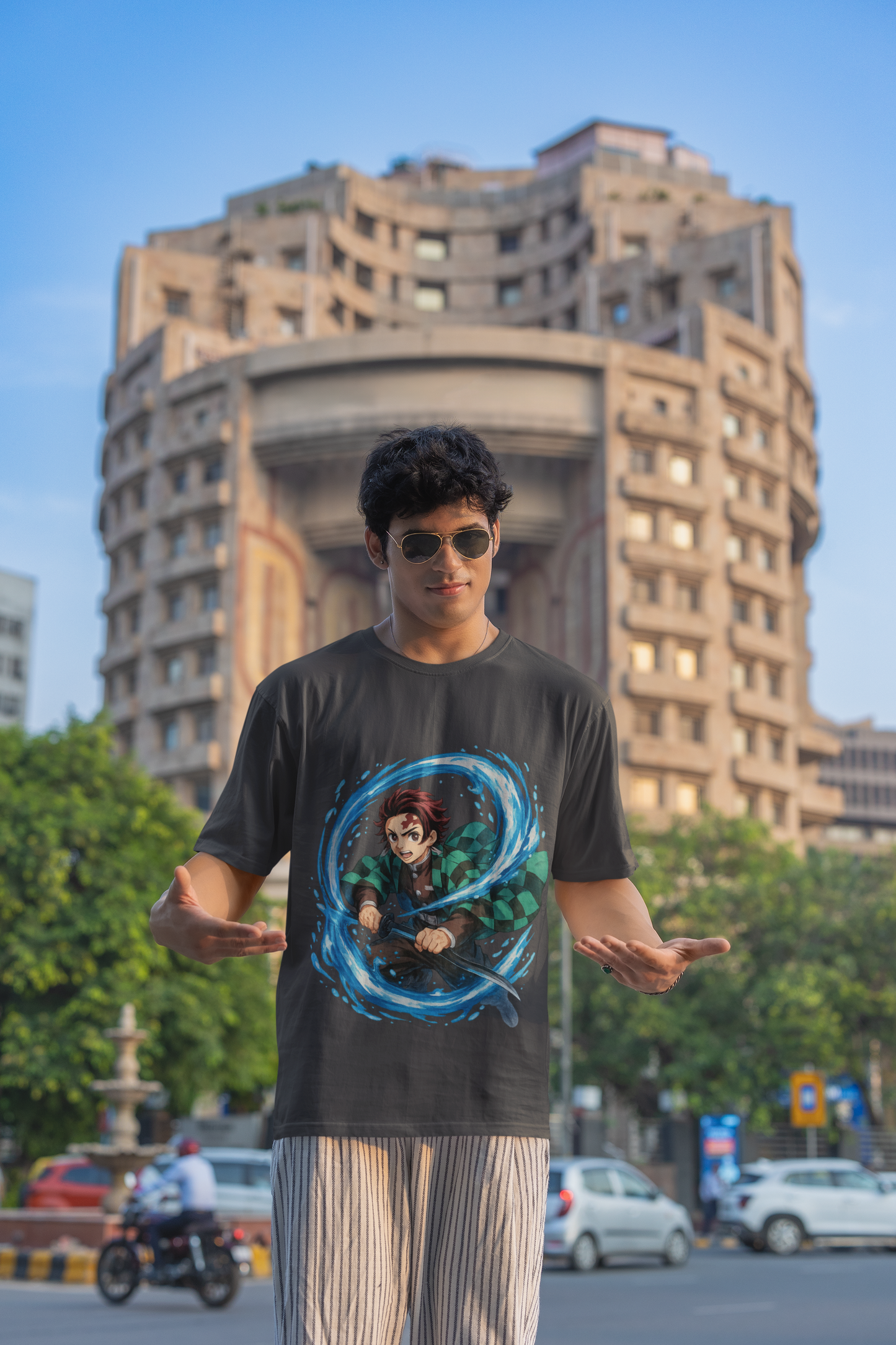 Water Blade Samurai Graphic Tee – Epic Anime Wave Warrior Shirt