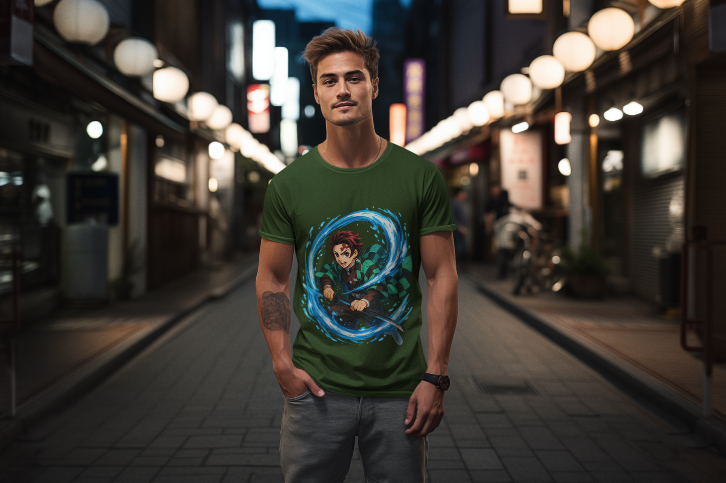 Water Blade Samurai Graphic Tee – Epic Anime Wave Warrior Shirt