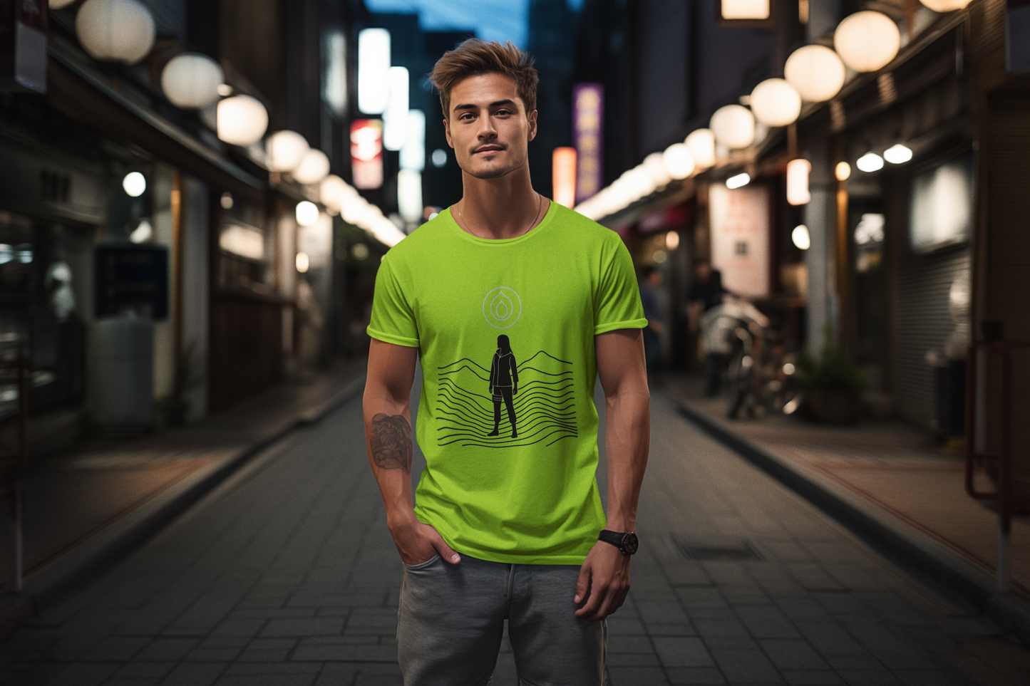 Shinobi Inspired T-Shirt – Blue Glow Mountain Graphic Tee