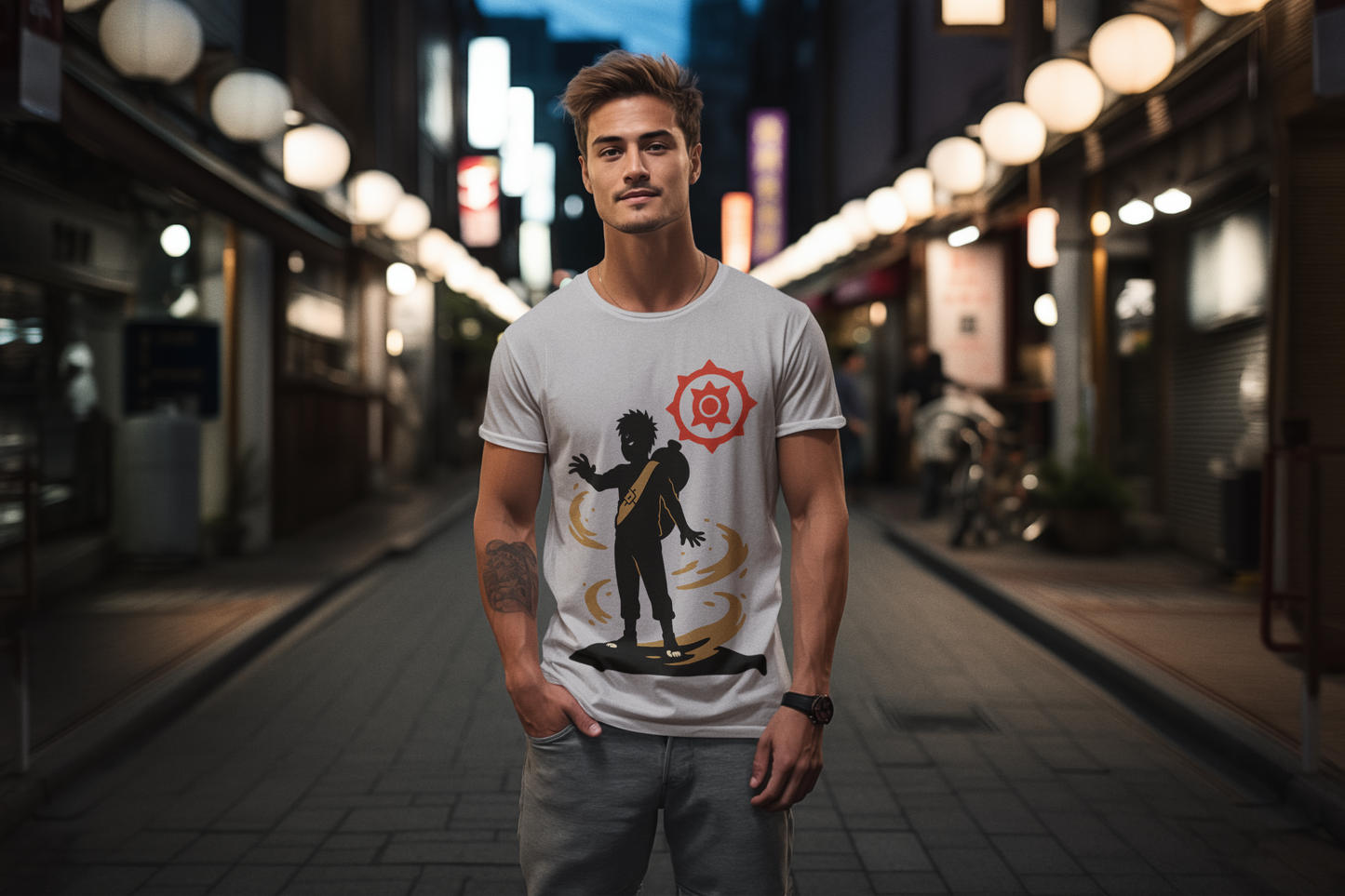 Desert Ninja Inspired T-Shirt – Sand Power Red Emblem Graphic Tee