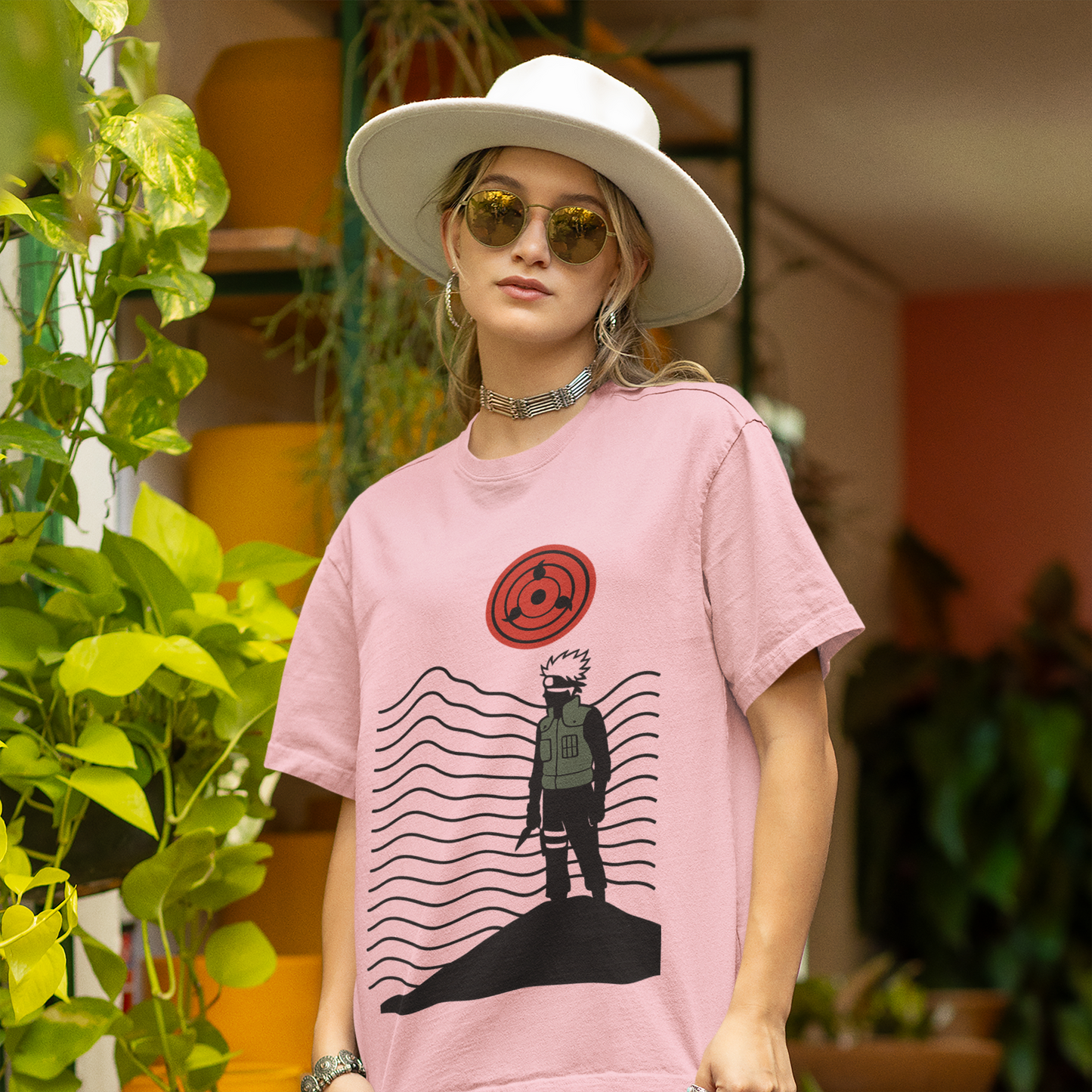 Naruto Inspired Tactical Ninja Inspired T-Shirt – Red Eye Symbol Graphic Tee