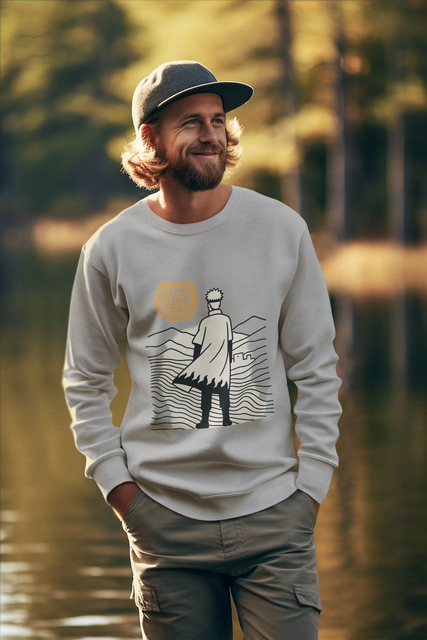 Naruto Leaf Village Sweatshirt – Golden Sun Fleece Crewneck | Anime Streetwear by Martac Designs