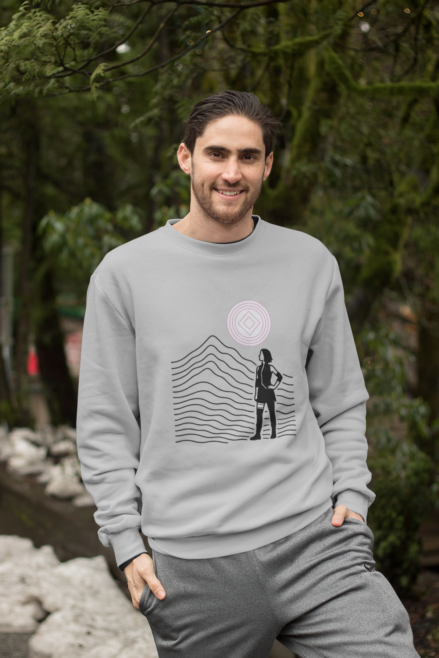 Sakura Inspired Sweatshirt – Pink Moon Fleece Crewneck | Anime Streetwear by Martac Designs