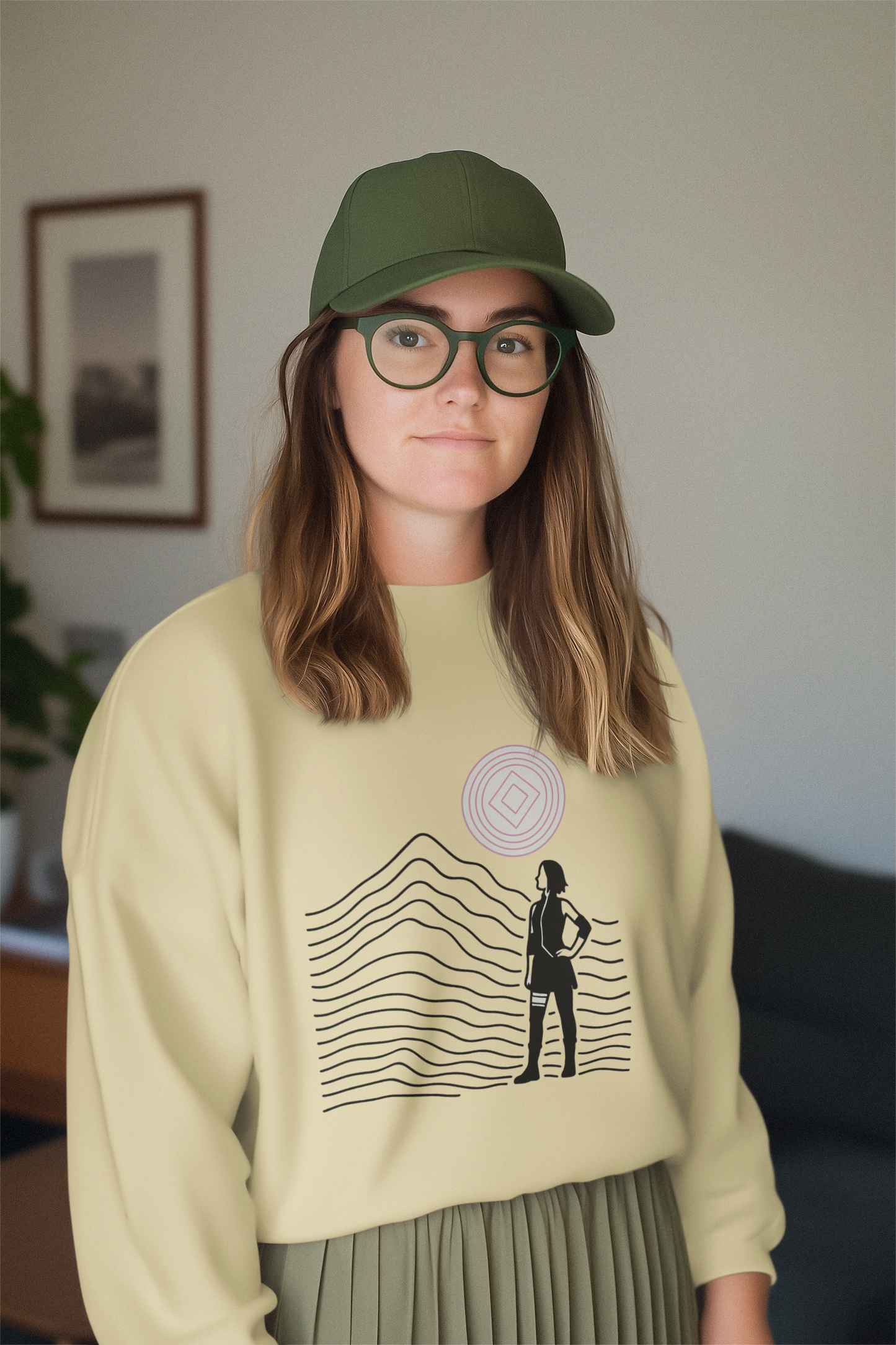 Sakura Inspired Sweatshirt – Pink Moon Fleece Crewneck | Anime Streetwear by Martac Designs