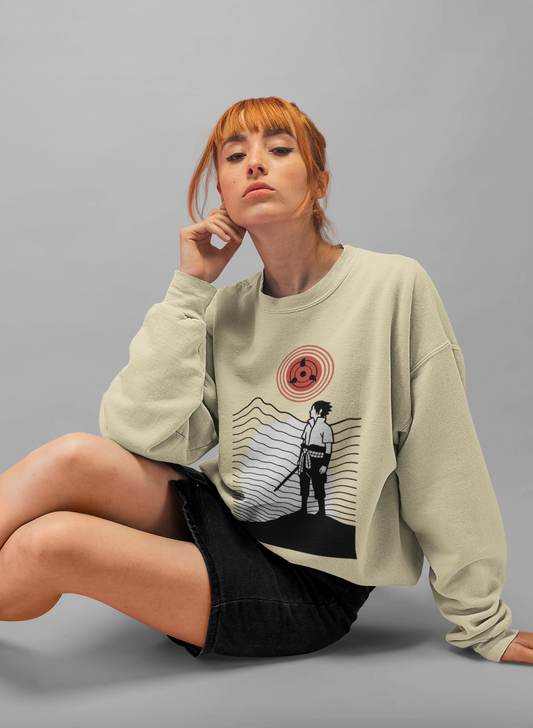 Sasuke Inspired Sweatshirt – Red Sharingan Fleece Crewneck | Anime Streetwear by Martac Designs