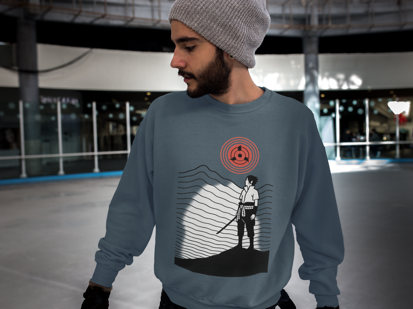 Sasuke Inspired Sweatshirt – Red Sharingan Fleece Crewneck | Anime Streetwear by Martac Designs