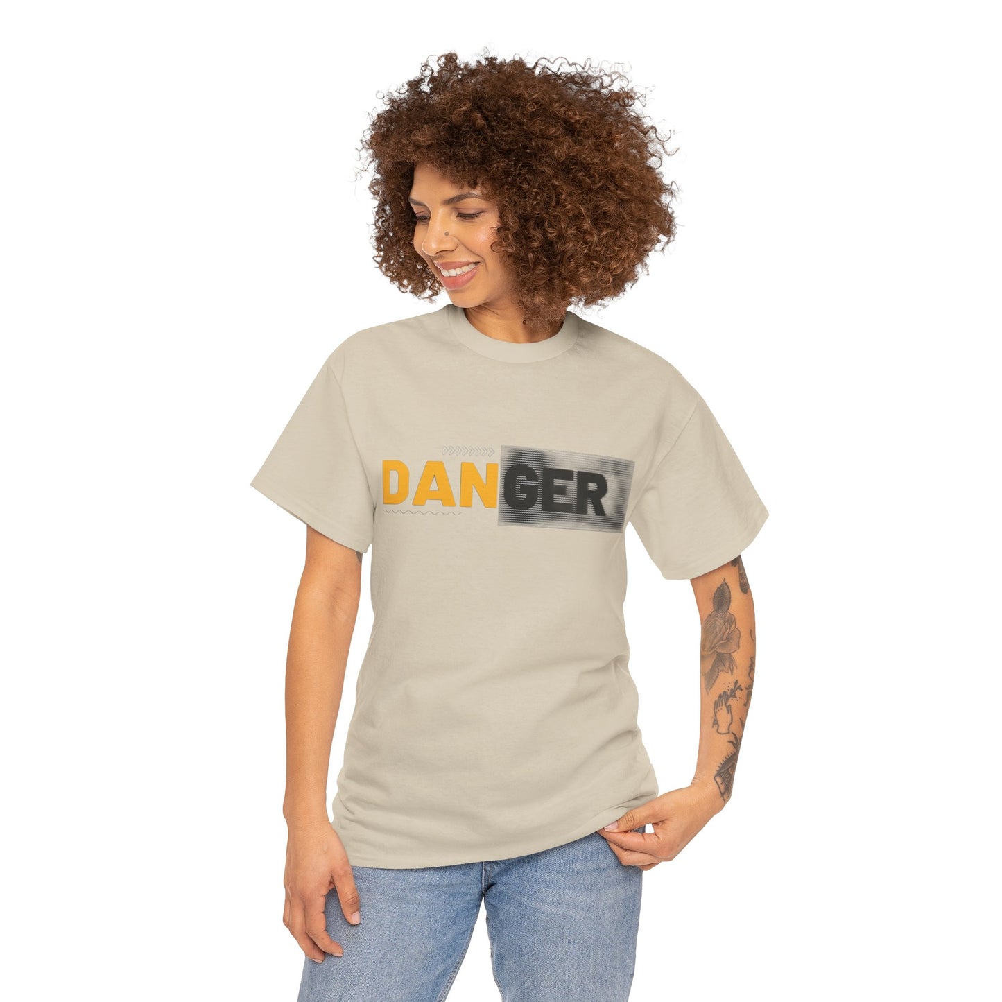 Unisex Heavy Cotton Tee with 'DANGER' Design