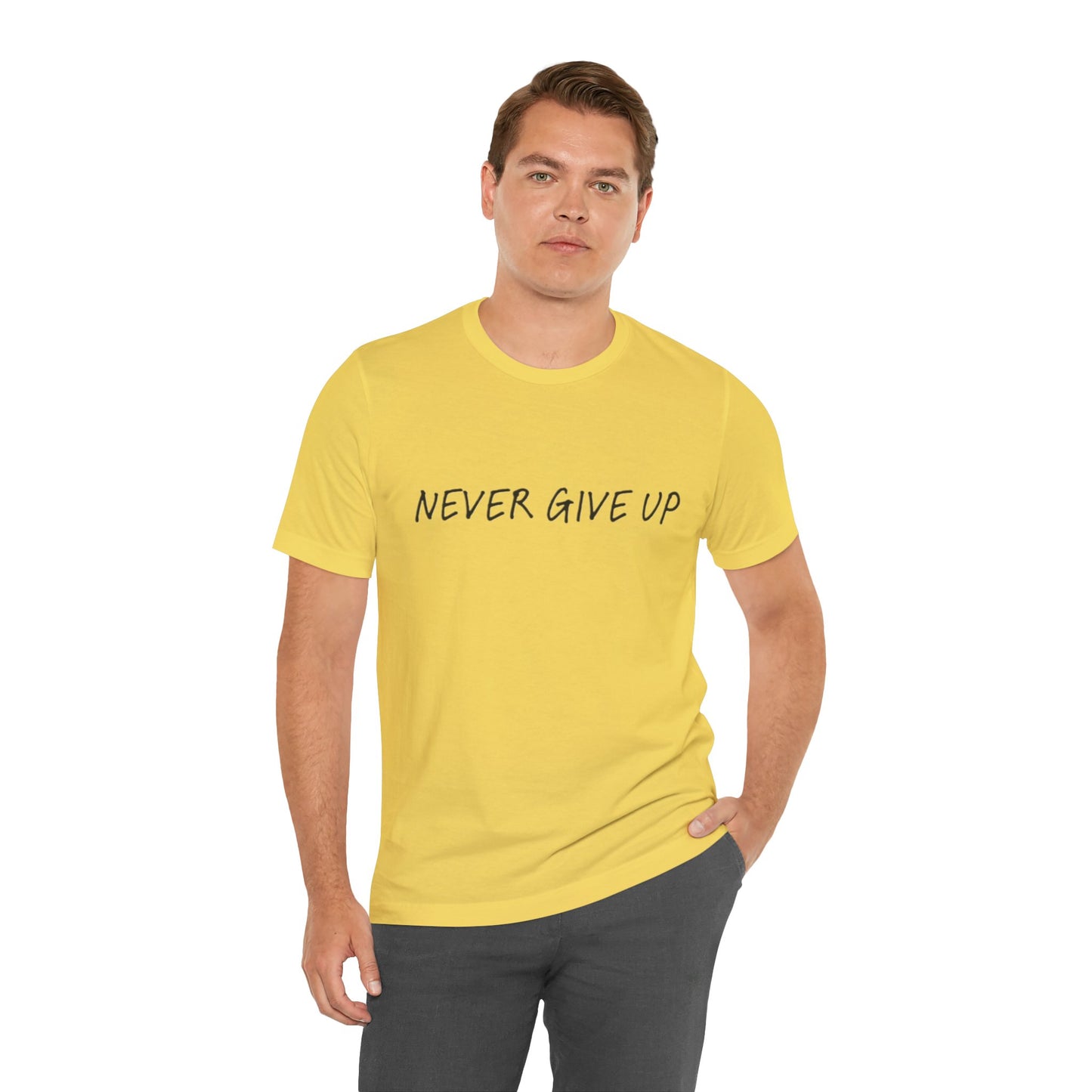 Unisex Jersey Short Sleeve Tee - 'Never Give Up'