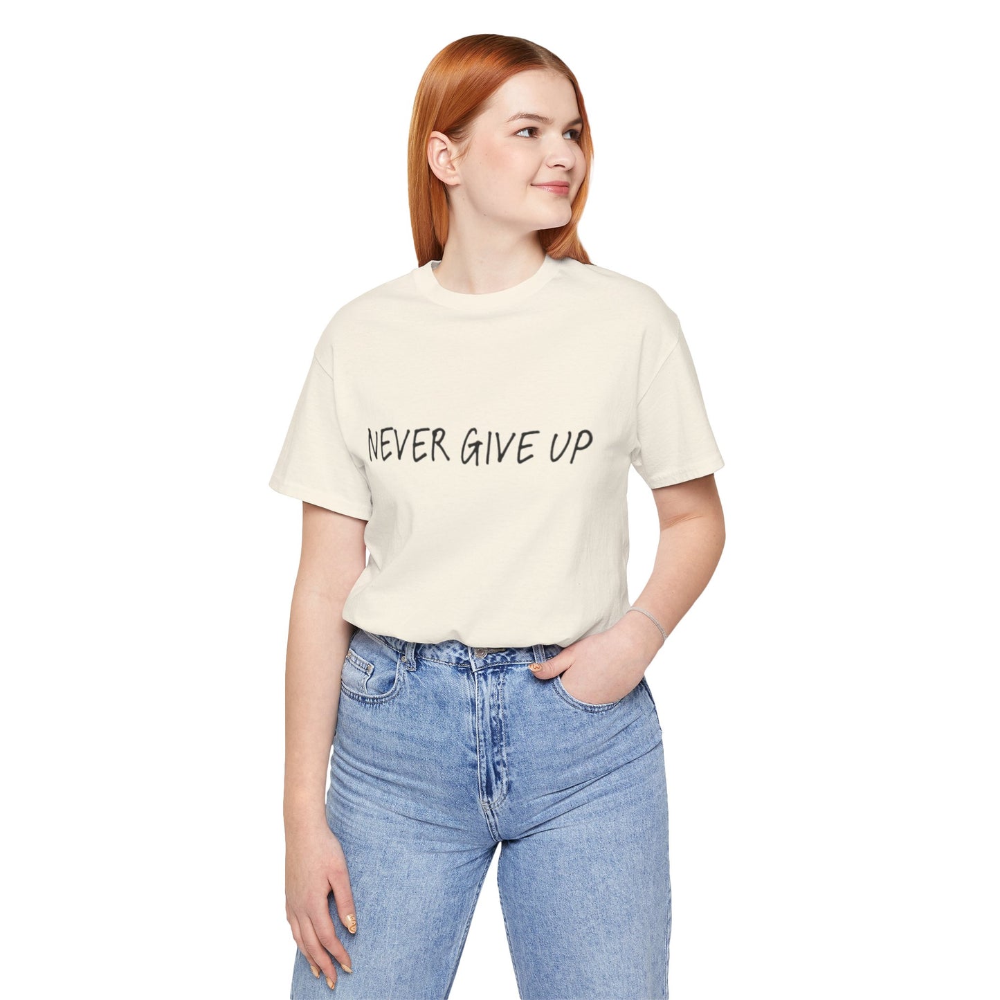 Unisex Jersey Short Sleeve Tee - 'Never Give Up'