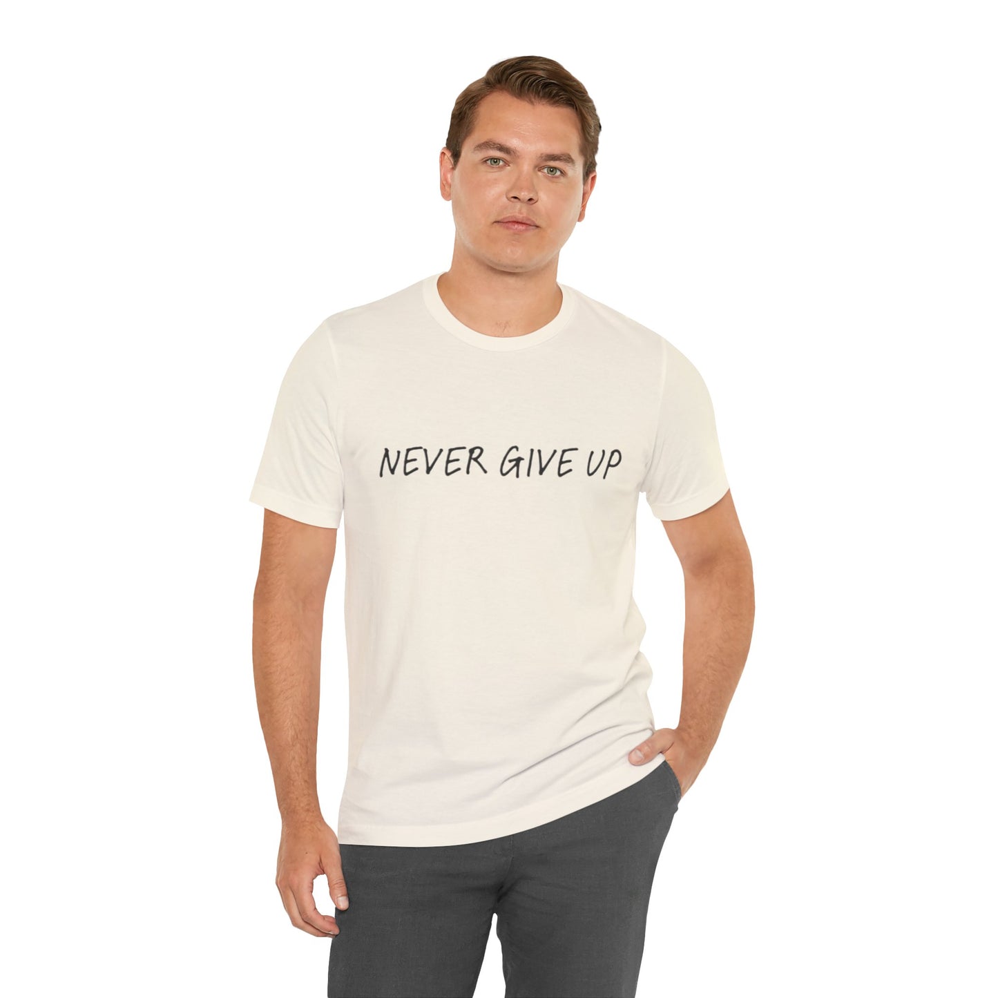 Unisex Jersey Short Sleeve Tee - 'Never Give Up'