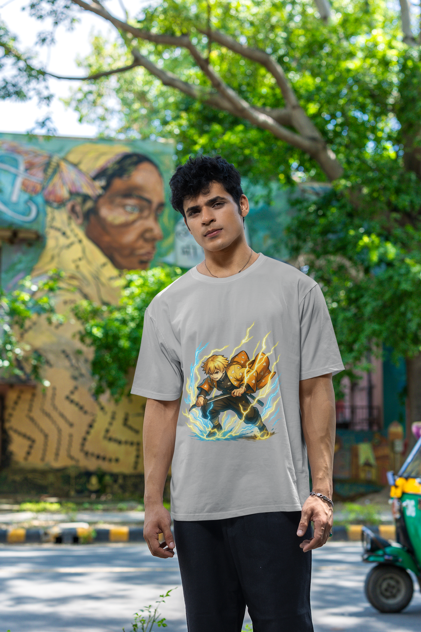 Thunder Samurai Anime Graphic Tee – Epic Lightning Warrior Shirt