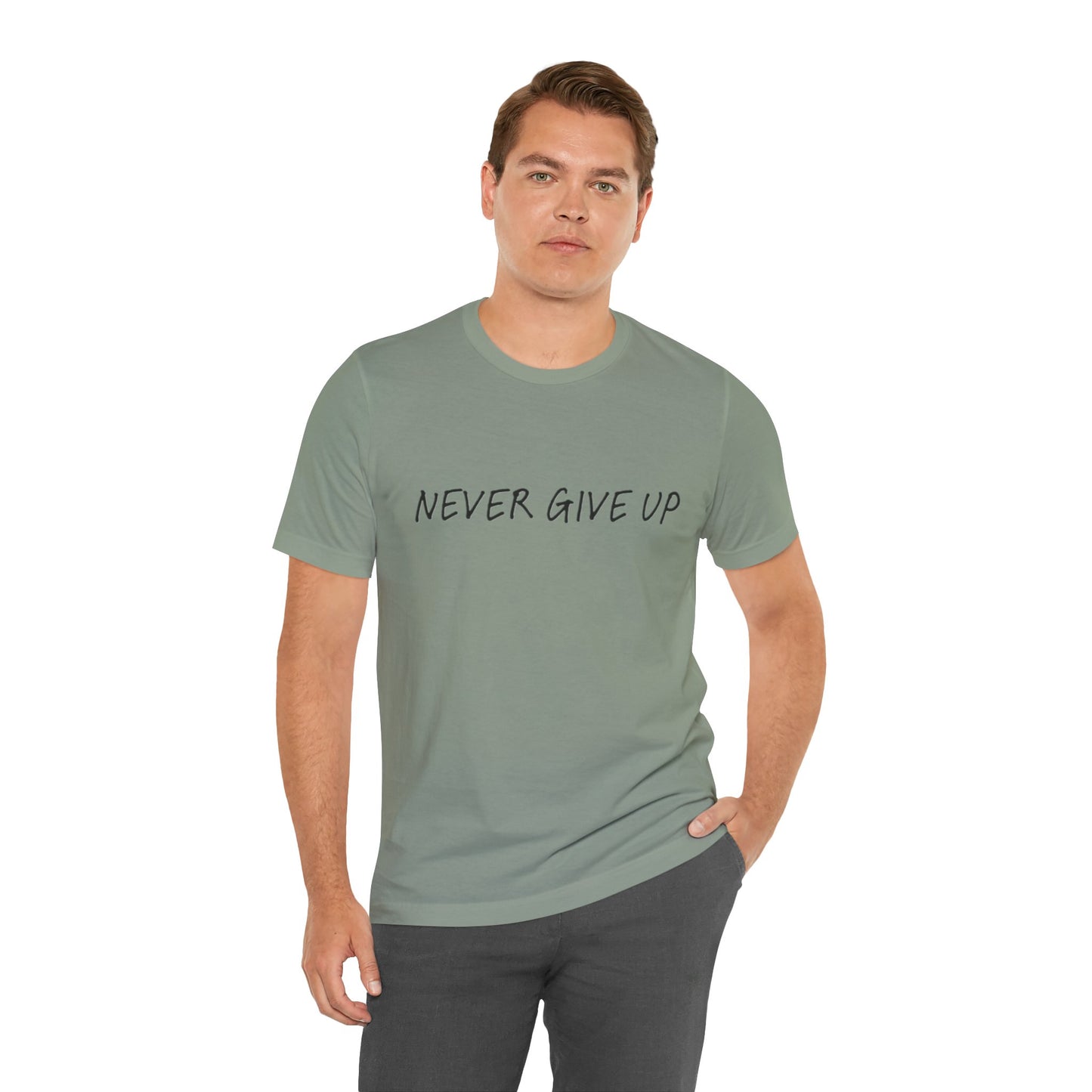 Unisex Jersey Short Sleeve Tee - 'Never Give Up'