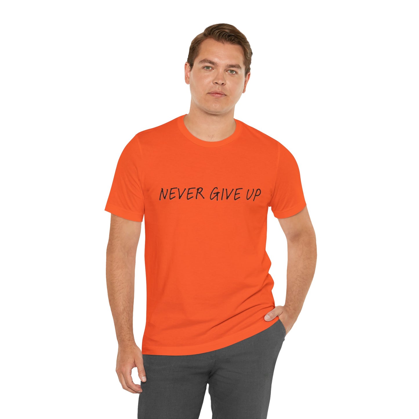Unisex Jersey Short Sleeve Tee - 'Never Give Up'