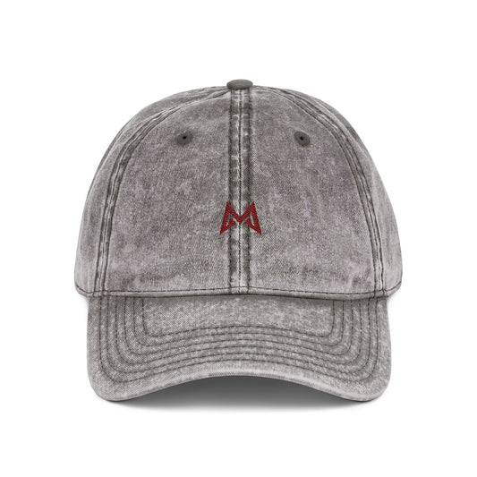 Vintage Washed Baseball Cap — Embroidered 'M' Minimalist Hat